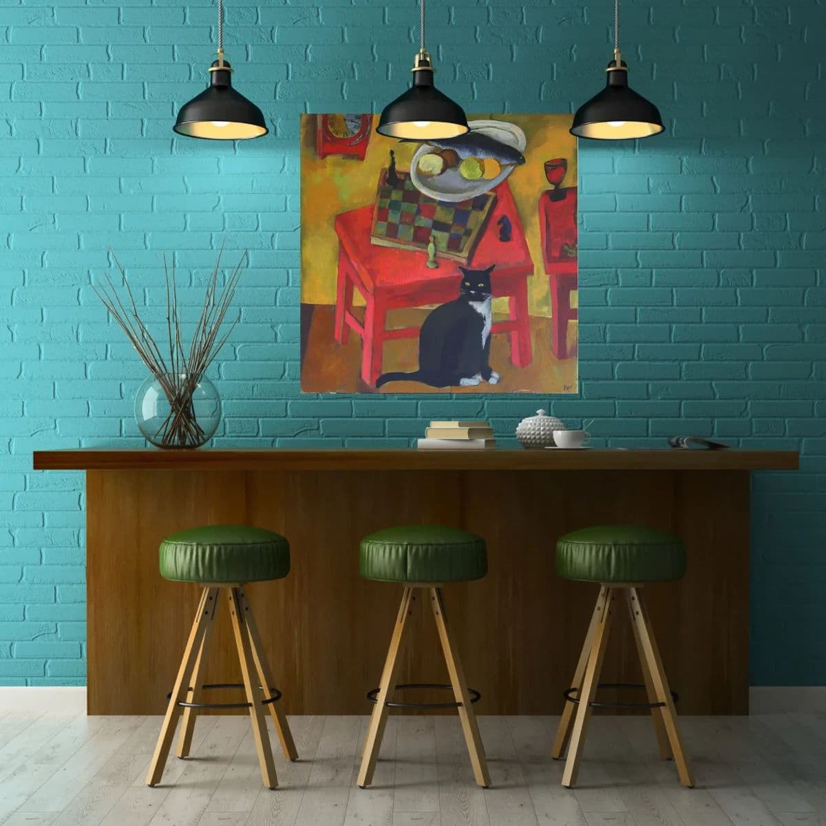 On the red table - Oil on Canavs photo 3