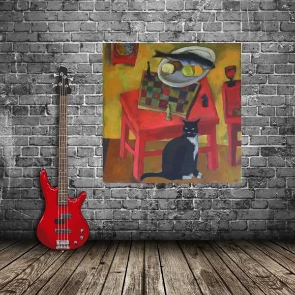 On the red table - Oil on Canavs photo 2