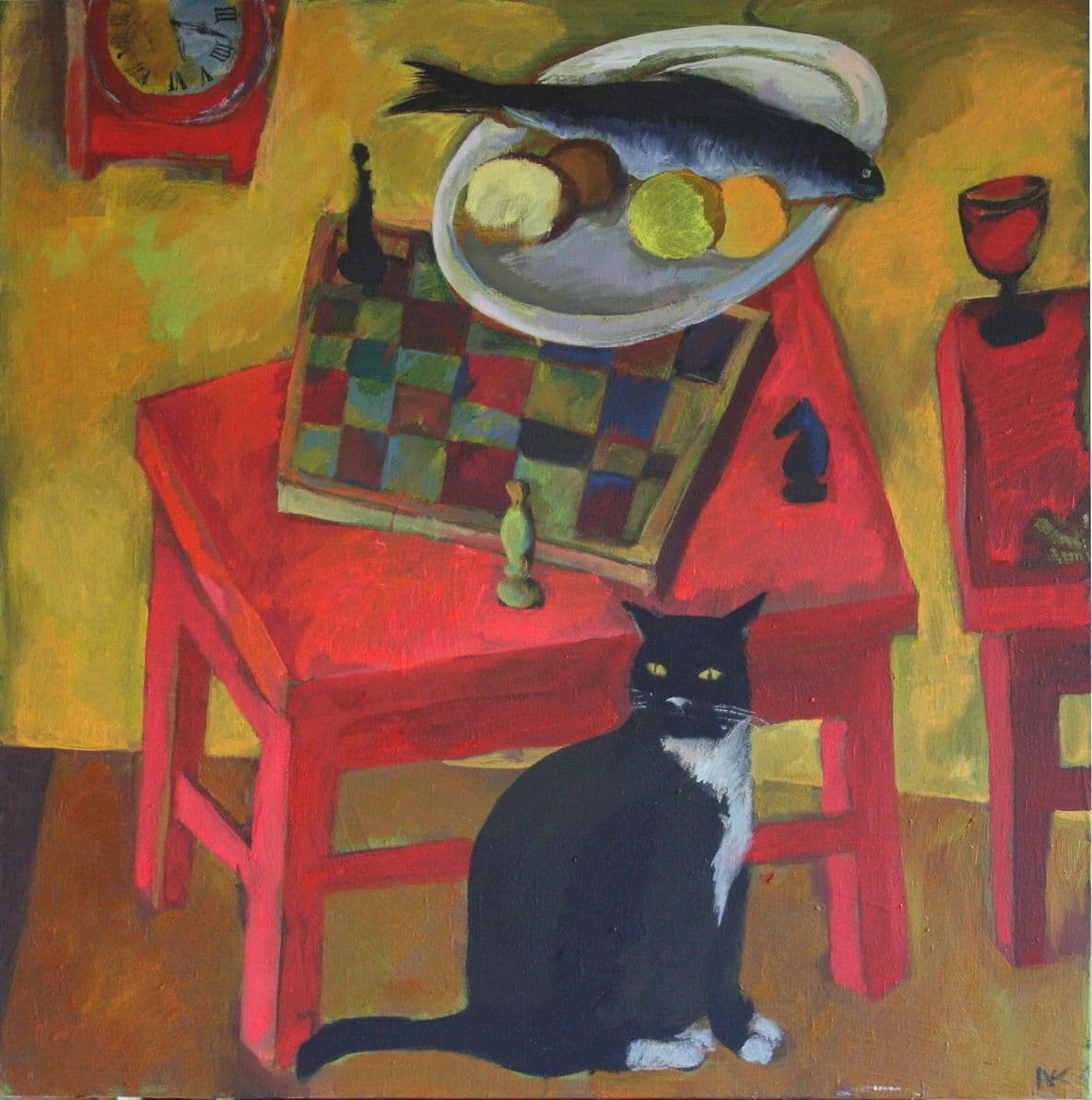 On the red table - Oil on Canavs photo 1