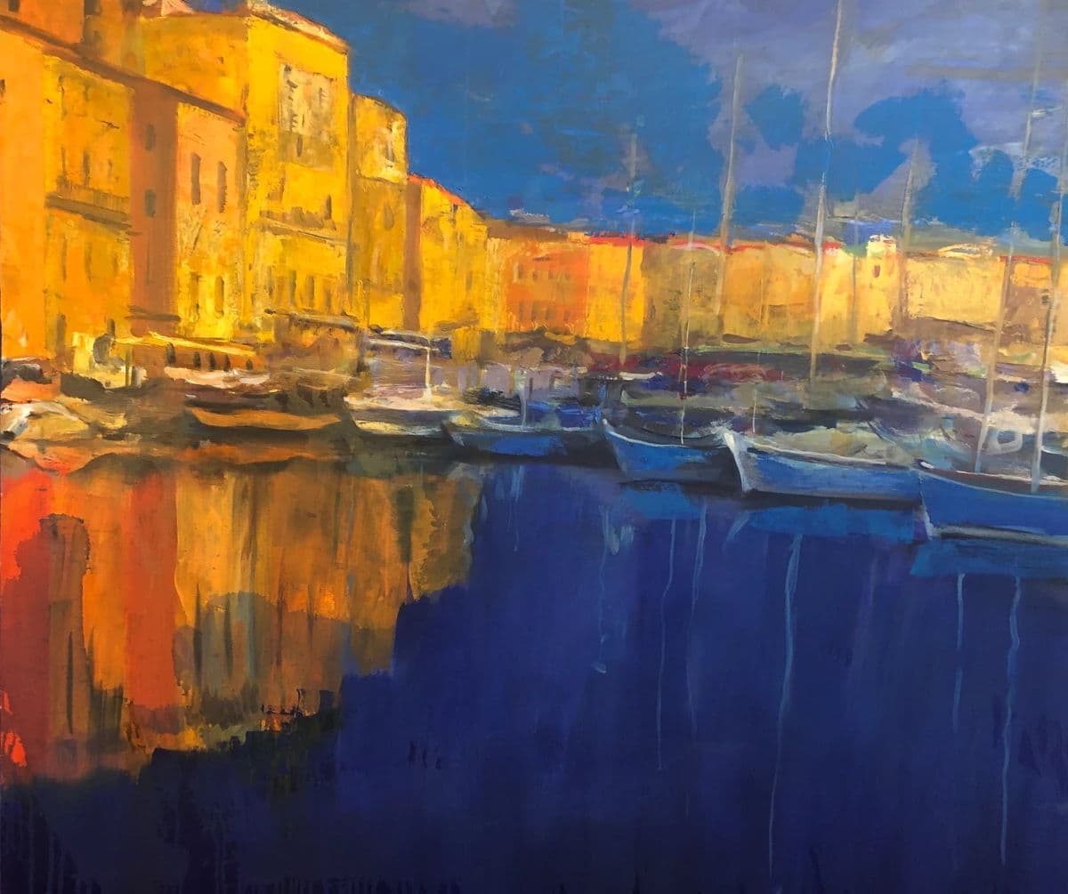 Marina by Yellow Houses- Oil on Canvas photo 1