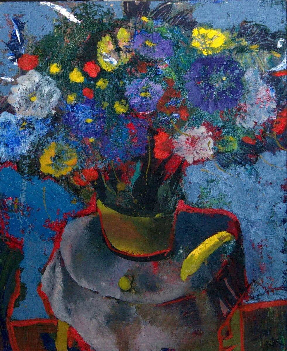 Flowers With Red Contour-Oil on Canvas, photo 1