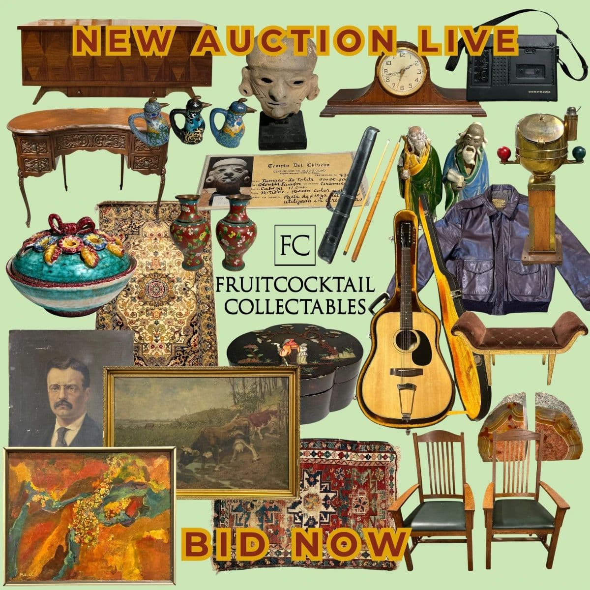 HUGE SODO Auction: Chinese & Japanese Pottery, HIGH END RUGS, Guitars, Designer Furniture, MCM, Art+ photo 1