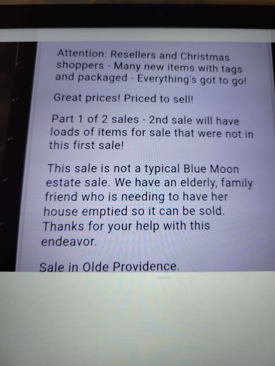 *Blue Moon Sale in Olde Providence* photo 2