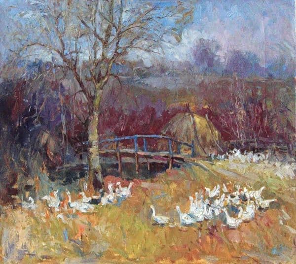 Geese- Oil on Canvas Painting photo 1