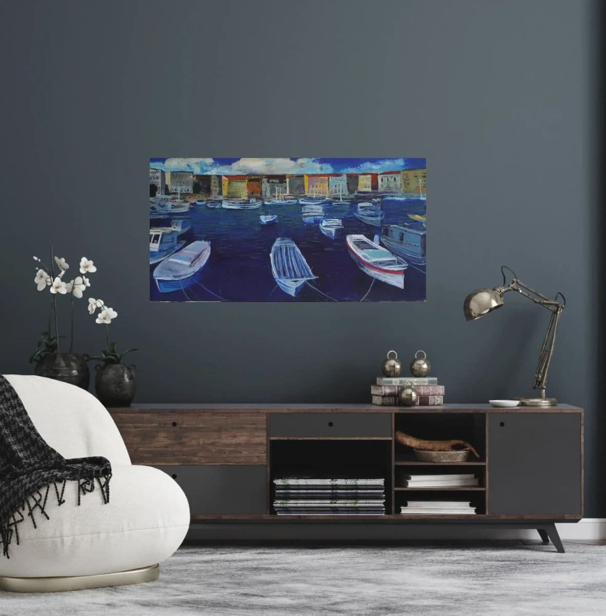 City by the sea-Oil on Canvas, photo 2