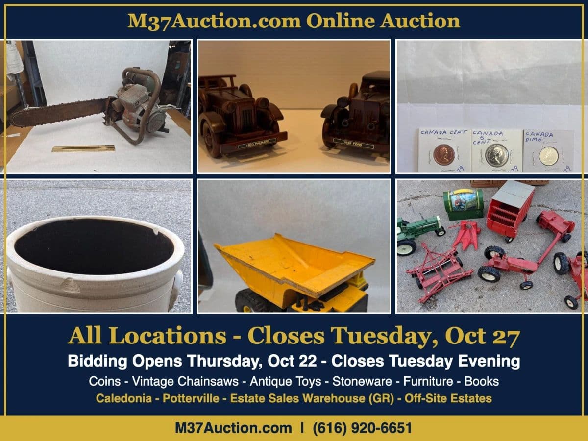 All Locations Online Auction: Coins, Vintage Chainsaws, Antique Toys, Crocks, Furniture & More photo 1