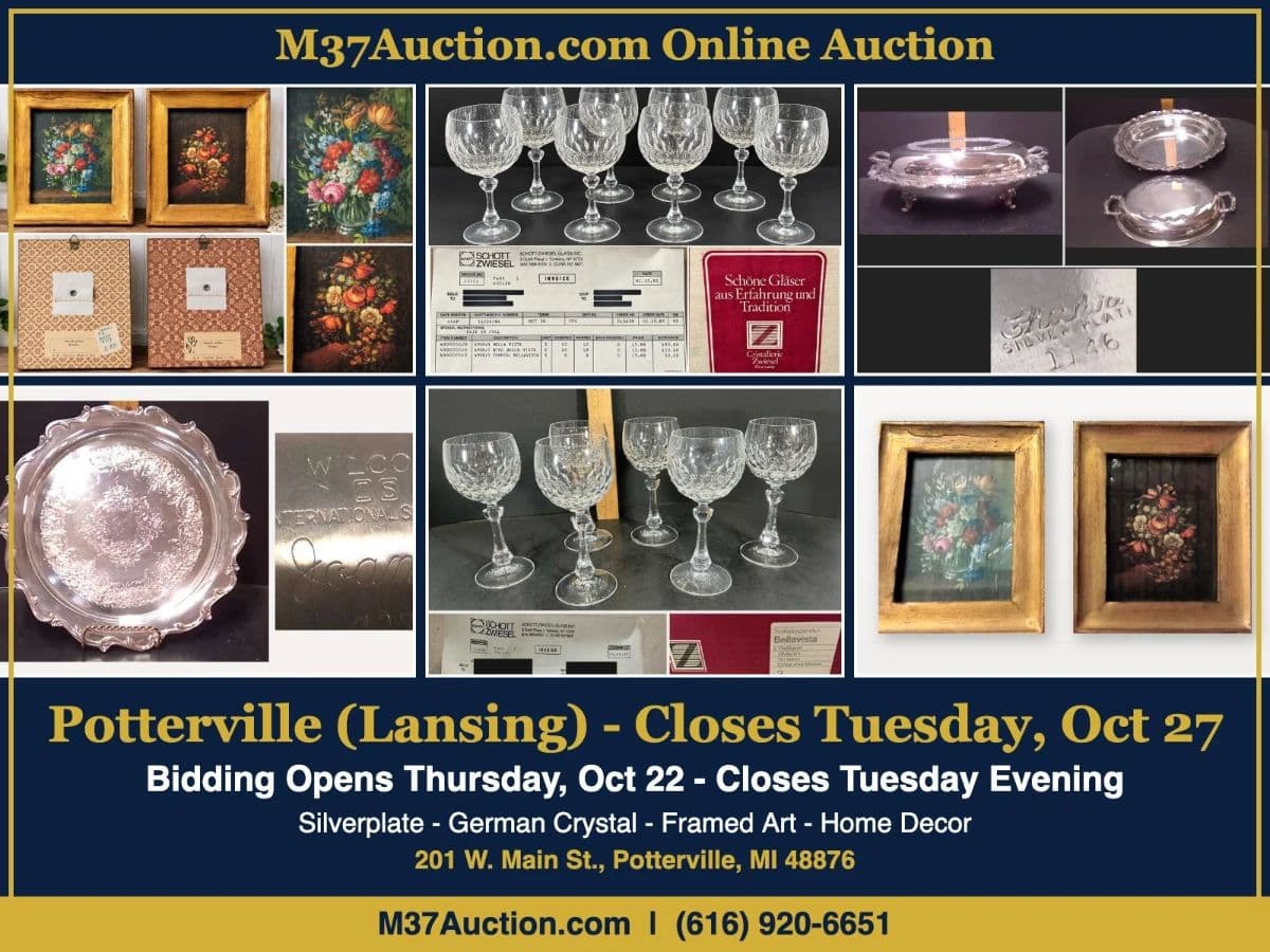 Potterville/Lansing: Italian Gilt Framed Prints, Schott Zwiesel Crystal, Silverplate & More photo 1