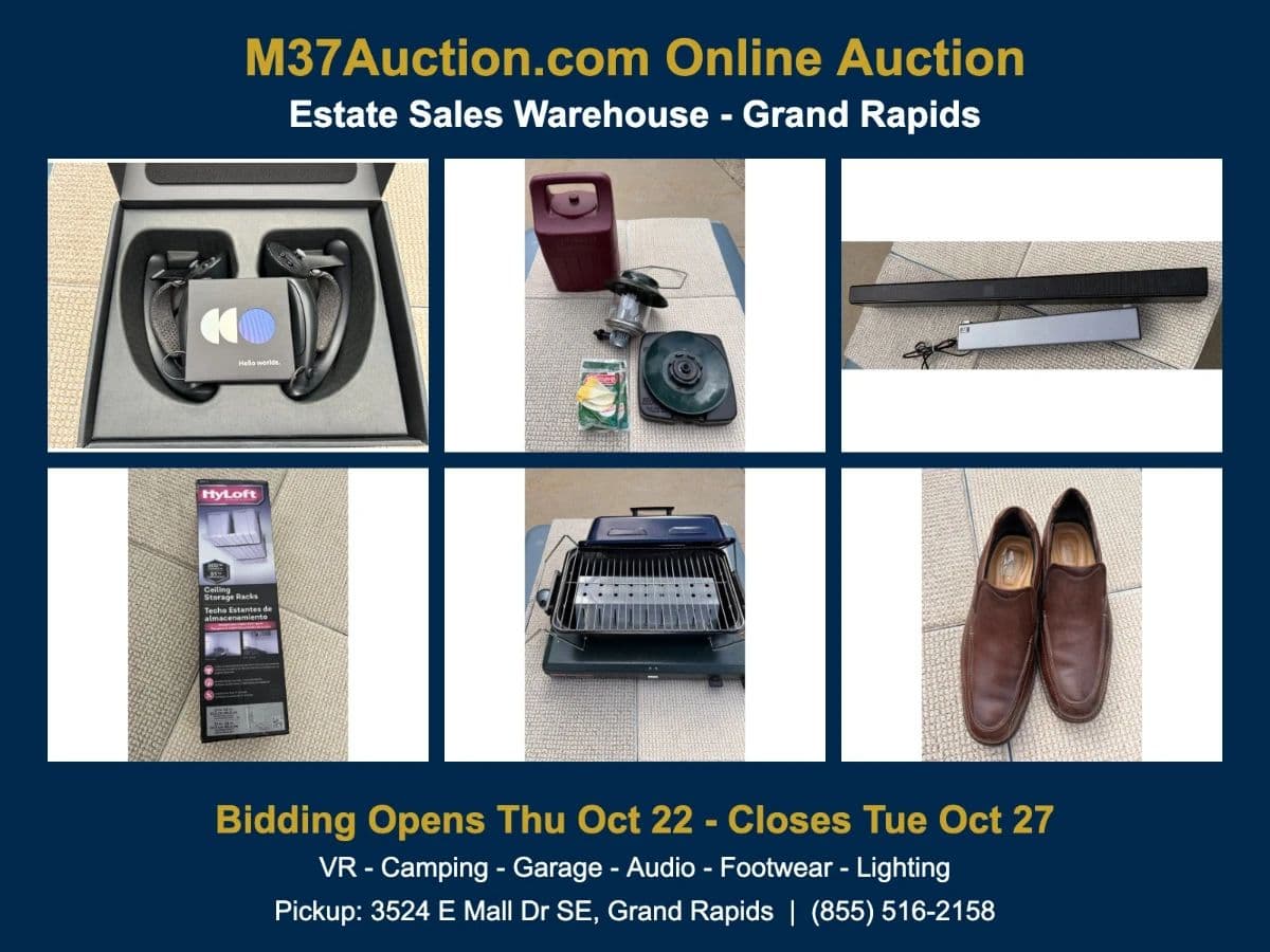 Estate Sales Warehouse GR Online Auction: Valve Index VR, Camping Gear, HyLoft Racks, Sound Bars photo 1