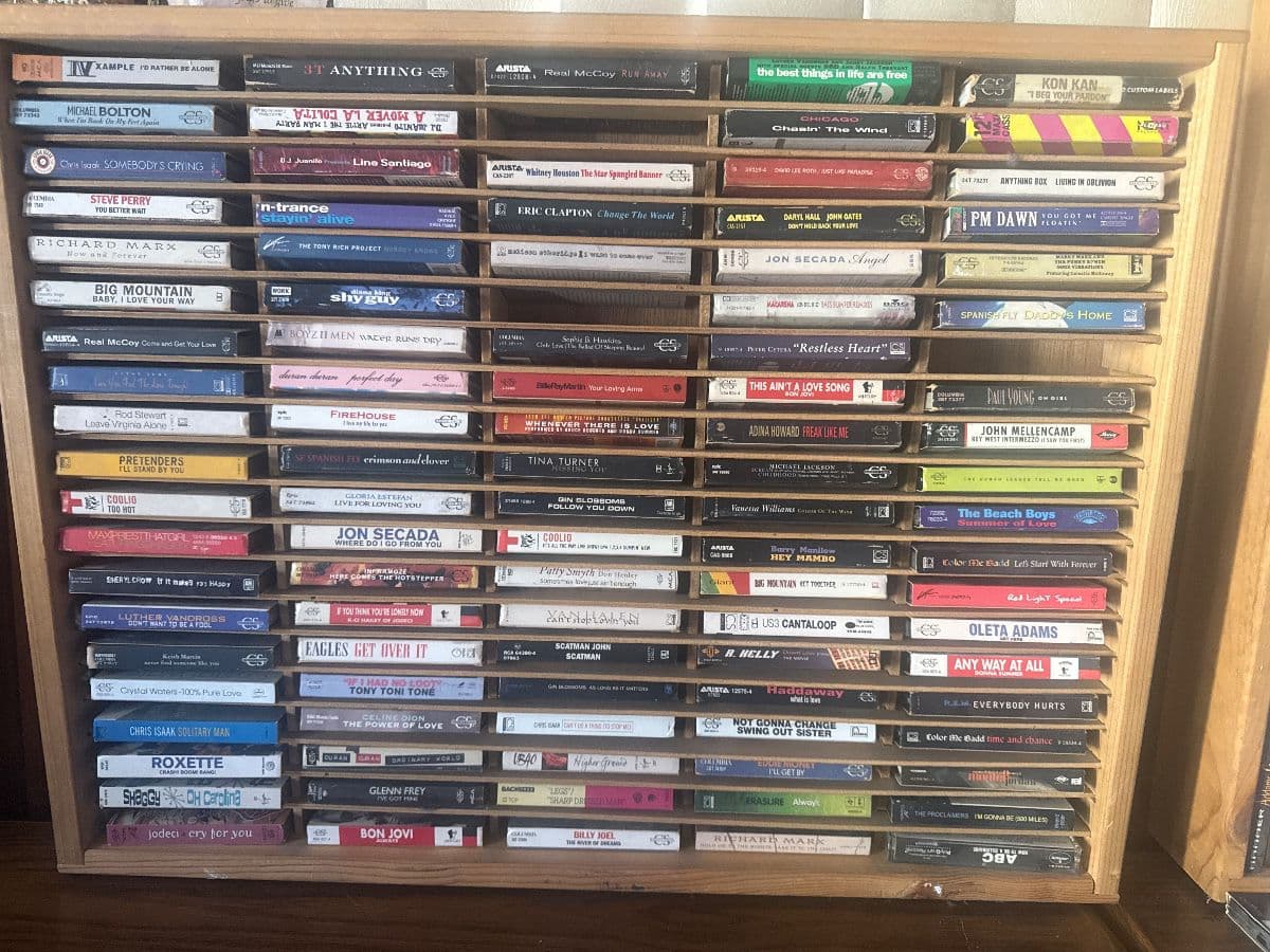 Jewelry CDs tapes, DVDs, VHS galore, lots of clothing, vintage photo 12